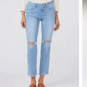 PAIGE Amber Mid Rise Straight Fiesta Destructed light wash jeans 25